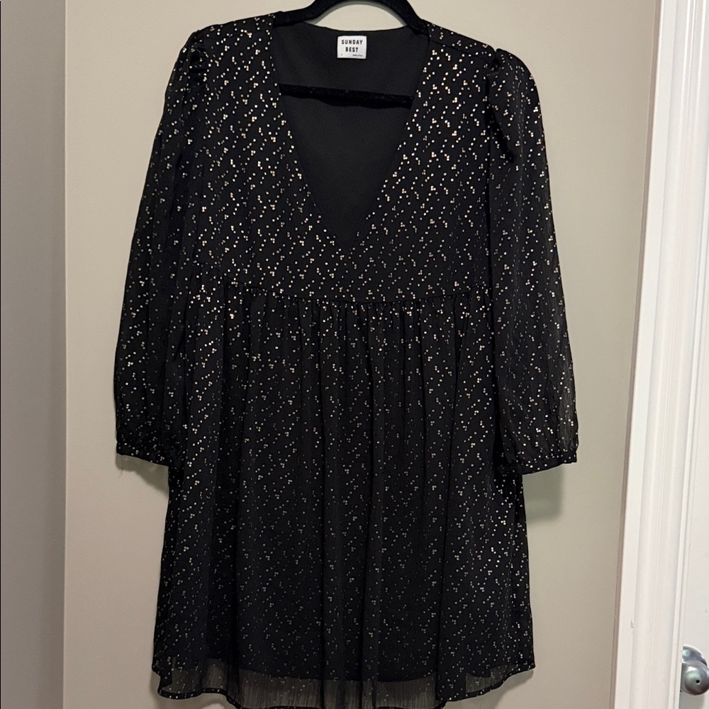 Aritzia Black Dress with Gold Accents